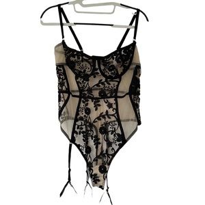 Dreamgirl Sexy See Through Mesh Floral Embroidery BodySuit Lingerie‎ Size L